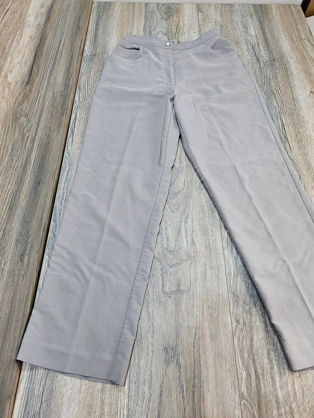 Blair Women's 12P Petite Gray High Rise Elastic Waist Straight Leg Pants